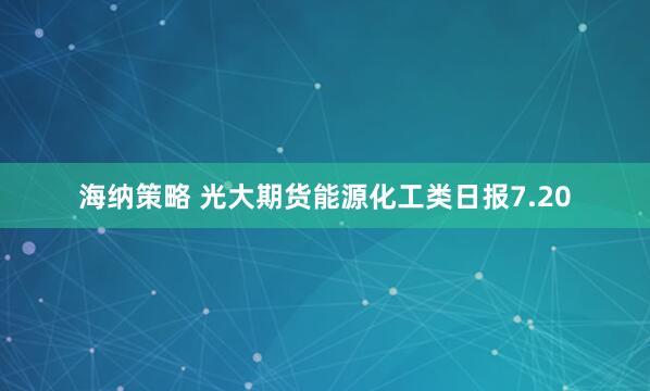 海纳策略 光大期货能源化工类日报7.20
